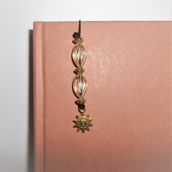 New! Bookmark Gold and Clear Beaded Book Thong Marker Bookmarker Gift Idea 8178 - Picture 3 of 10